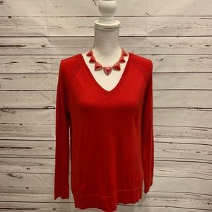 Red Gap V-Neck Sweater